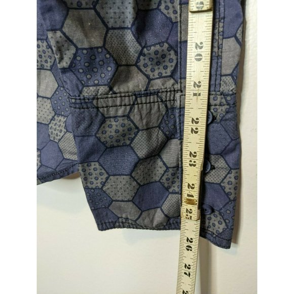 XXX TRIPP NYC Button Down Shirt Mens Blue Honeycomb Size XL Industrial Goth Punk - Picture 7 of 7